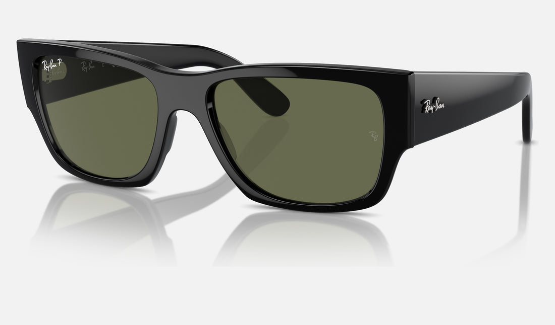 Ray-Ban Carlos RB0947S — Black / Green Polarized — quarter view