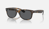 Ray-Ban New Wayfarer Low Bridge Fit RB2132F — Havana / Dark Grey — quarter view