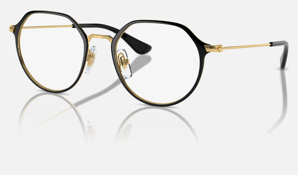 Ray-Ban Junior RY1058 — Black on Gold — quarter view