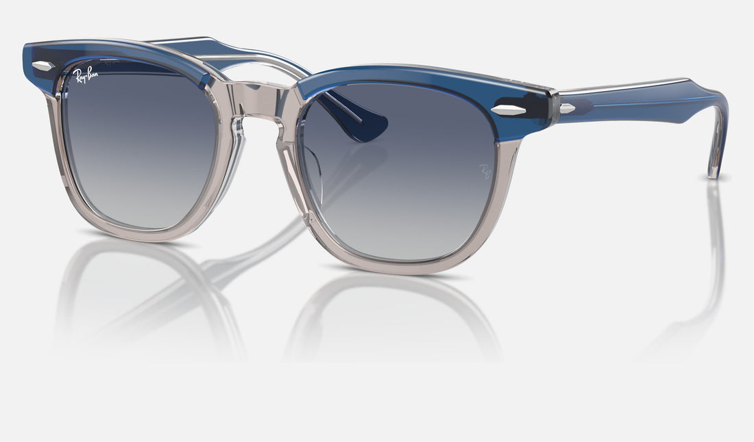 Ray-Ban Junior RJ9098SF — Top Dark Blue & Brown & Light Grey / Grey/blue — quarter view