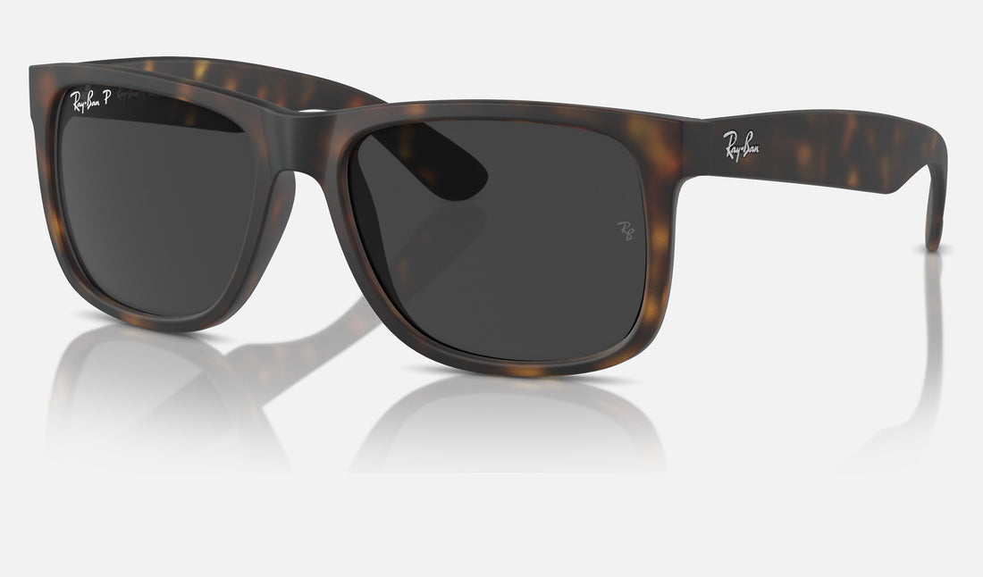 Ray-Ban Justin RB4165 — Havana / Dark Grey Polarized — quarter view
