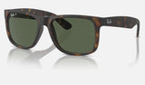 Ray-Ban Justin RB4165 — Havana / Dark Green Polarized — quarter view