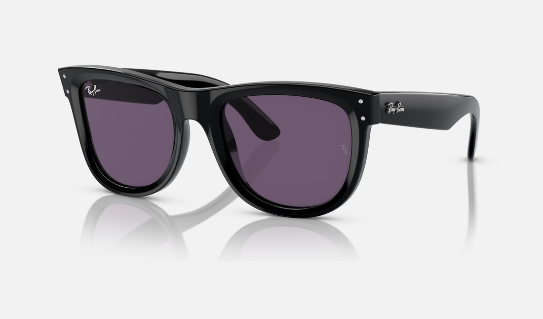 Ray-Ban Wayfarer Reverse RBR0502S — Black / Violet — quarter view