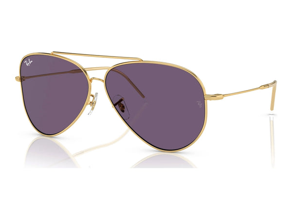 Ray-Ban Aviator Reverse RBR0101S — Arista Gold / Violet — quarter view
