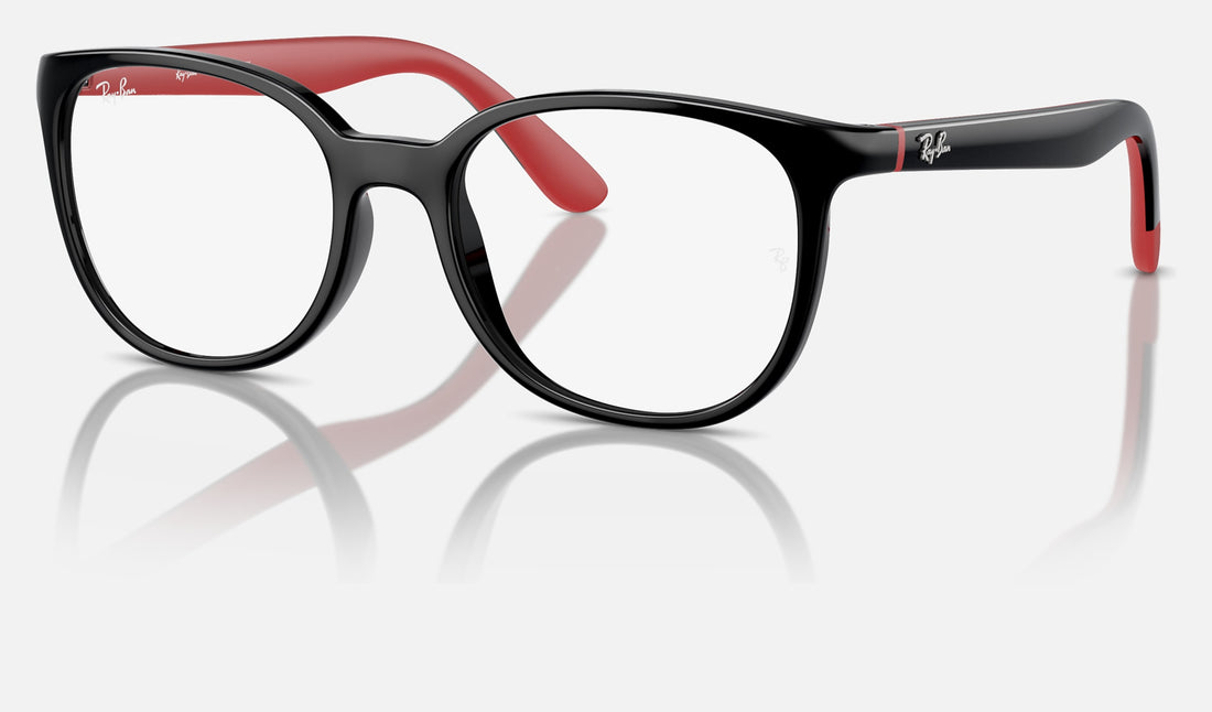 Ray-Ban Junior RY1631 — Black on Red — quarter view