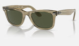 Ray-Ban Wayfarer RB2140 — Photo Striped Grey / Green — quarter view