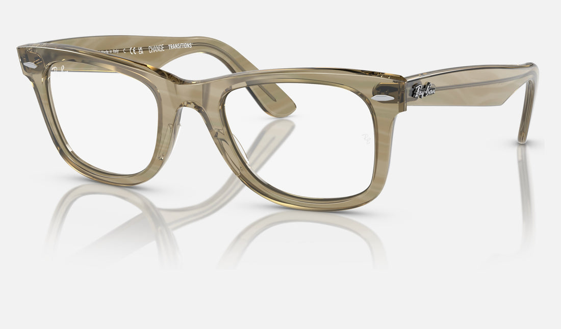 Ray-Ban Wayfarer RB2140 — Photo Striped Grey / Clear/blue — quarter view