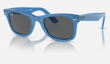 Ray-Ban Wayfarer RB2140 — Photo Striped Blue / Dark Grey — quarter view