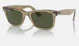 Ray-Ban Wayfarer RB2140F — Photo Striped Grey / Green — quarter view