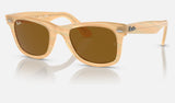Ray-Ban Wayfarer RB2140F — Photo Striped Brown / Brown — quarter view
