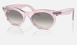 Ray-Ban Wayfarer Oval RB2242 — Photo Waves Purple / Clear Grey — quarter view