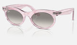 Ray-Ban Wayfarer Oval RB2242F — Photo Waves Purple / Clear Grey — quarter view