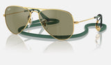 Ray-Ban Junior Junior Aviator RJ9506S — Arista Gold / Green Mirror — quarter view