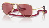 Ray-Ban Junior Junior Aviator RJ9506S — Arista Gold / Red Hiper 8 Mirror — quarter view