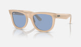 Ray-Ban Wayfarer Reverse RBR0502S — Opal Beige & Honey / Light Blue — quarter view