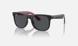 Ray-Ban Junior Junior Justin RJ9069S — Black / Dark Grey — quarter view