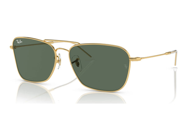 Ray-Ban Caravan Reverse RBR0102S — Arista Gold / G-15 Green — quarter view