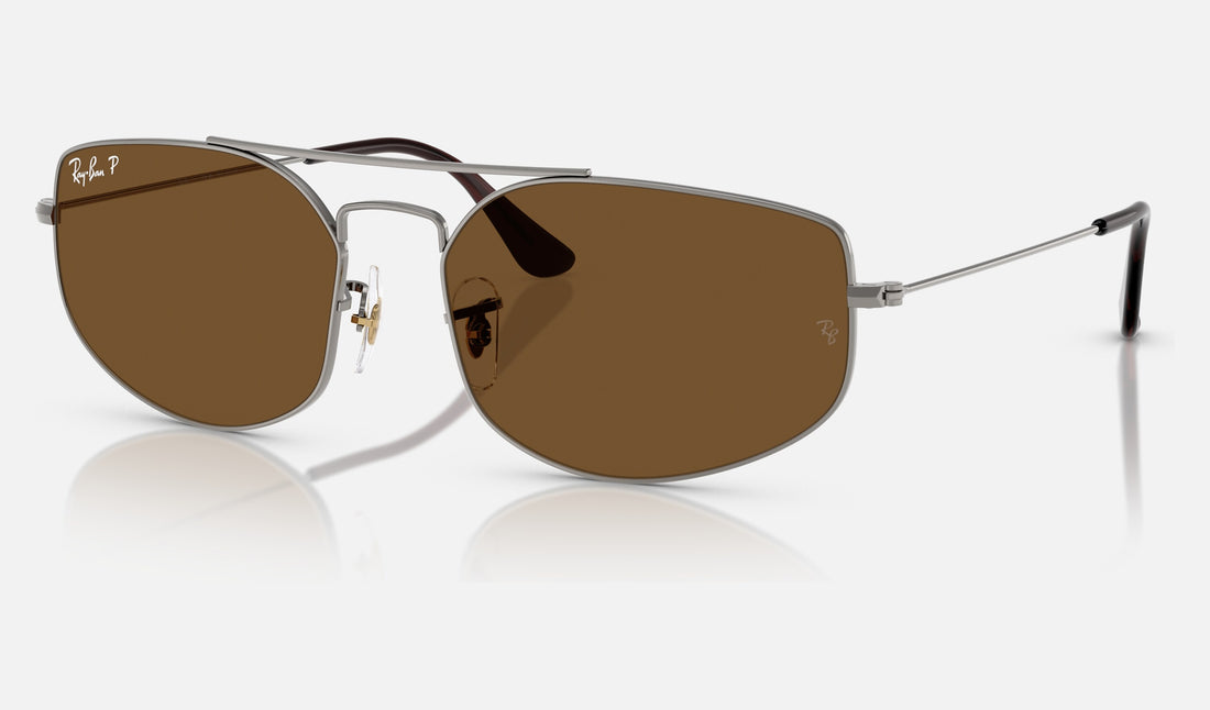 Ray-Ban Explorer 5 RB3845 — Gunmetal / Brown Polarized — quarter view