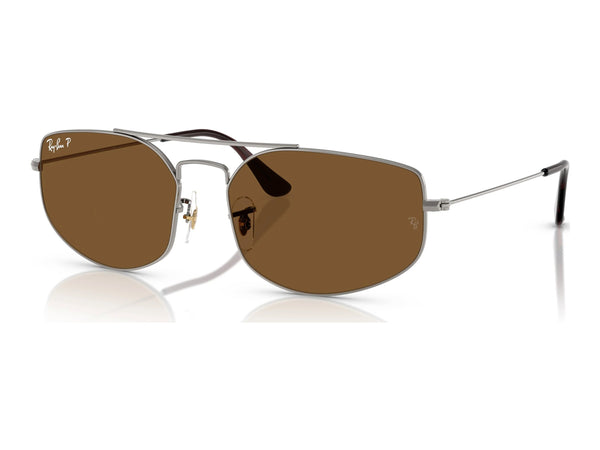 Ray-Ban Explorer 5 RB3845 — Gunmetal / Brown Polarized — quarter view