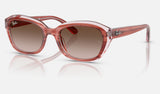Ray-Ban Junior RJ9081S — Striped Pink on Transparent Pink / Gradient Brown — quarter view