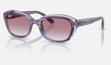 Ray-Ban Junior RJ9081S — Striped Violet on Transparent Violet / Grey Gradient Violet — quarter view