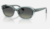 Ray-Ban Junior RJ9081S — Striped Green on Transparent Green / Gradient Grey — quarter view