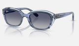 Ray-Ban Junior RJ9081S — Striped Blue on Transparent Blue / Grey Gradient Blue — quarter view