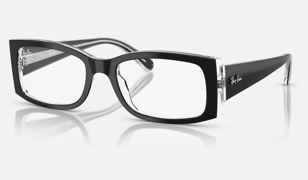 Ray-Ban Miriam RX5434 — Black on Transparent — quarter view