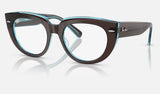 Ray-Ban Doreen RX5586 — Brown on Transparent Blue — quarter view