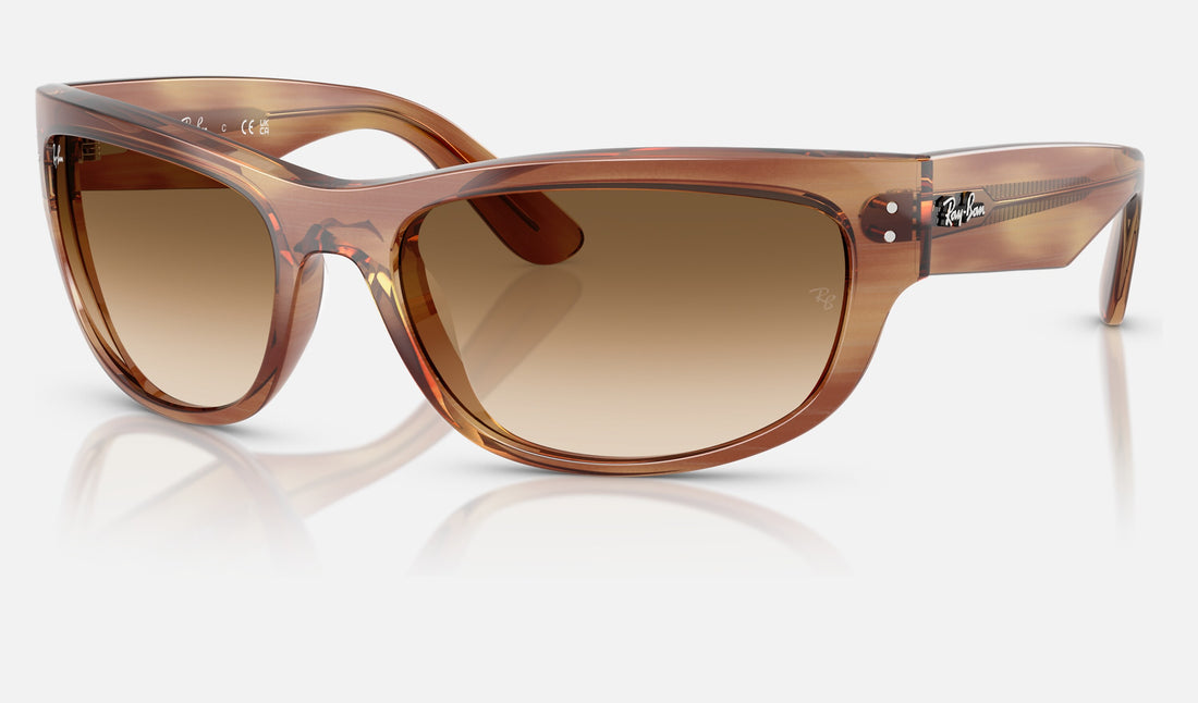 Ray-Ban Mega Balorama RB2289 — Striped Brown / Clear Gradient Brown — quarter view