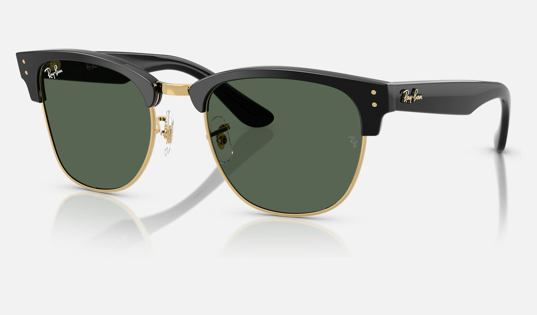 Ray-Ban Clubmaster Reverse RBR0504S — Black on Arista / Dark Green — quarter view