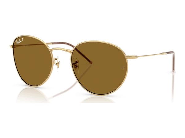 Ray-Ban Round Reverse RBR0103S — Arista Gold / Polarized Brown — quarter view