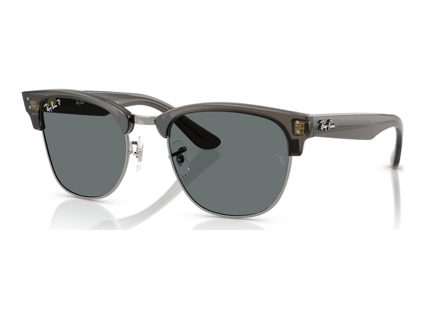 Ray-Ban Clubmaster Reverse RBR0504S — Transparent Dark Grey on Gunmetal / Polarized Dark Grey — quarter view