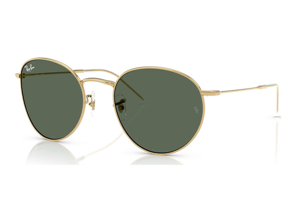 Ray-Ban Round Reverse RBR0103S — Arista Gold / Dark Green — quarter view