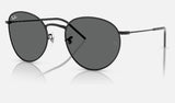Ray-Ban Round Reverse RBR0103S — Black / Dark Grey — quarter view