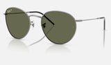 Ray-Ban Round Reverse RBR0103S — Gunmetal / Polarized Dark Green — quarter view