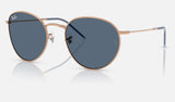 Ray-Ban Round Reverse RBR0103S — Rose Gold / Dark Blue — quarter view
