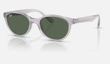 Ray-Ban Junior RJ9080S — Transparent Grey / Dark Green — quarter view