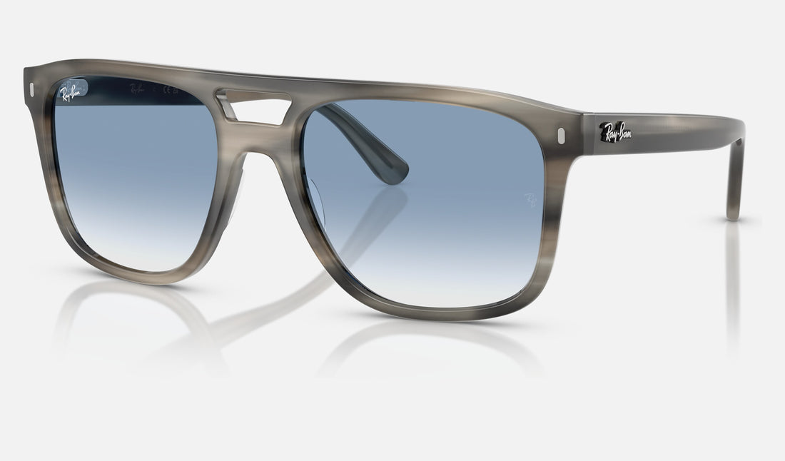 Ray-Ban RB2213 — Grey Havana / Clear Gradient Blue — quarter view