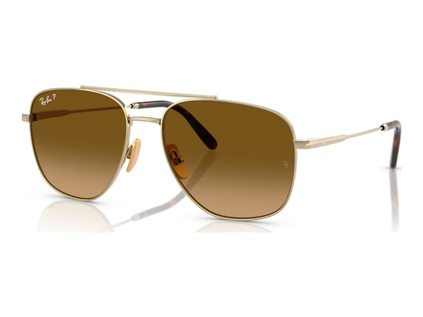 Ray-Ban William Titanium RB8097 — Arista Gold / Brown Gradient Polarized — quarter view