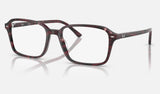 Ray-Ban Raimond RX5431F — Transparent Fantasy Violet & Red — quarter view