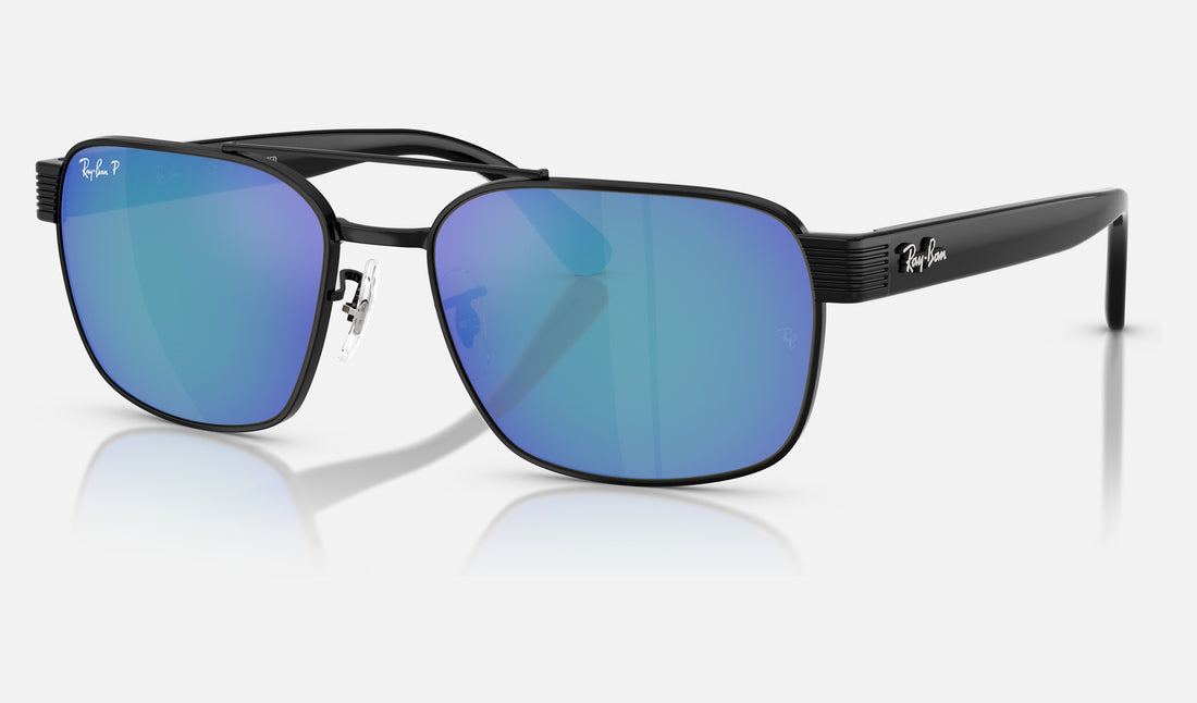 Ray-Ban RB3751CH — Black / Polarized+ Grey Mirror Blue — quarter view