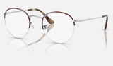 Ray-Ban Round Gaze RX3947V — Havana on Silver — quarter view