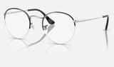 Ray-Ban Round Gaze RX3947V — Black on Silver — quarter view