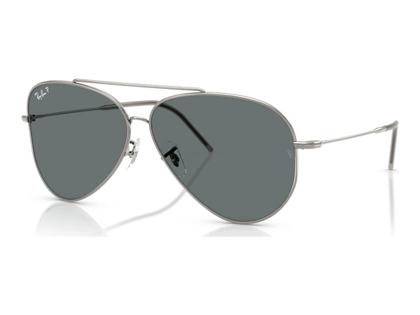 Ray-Ban Aviator Reverse RBR0101S — Gunmetal / Polarized Dark Grey — quarter view