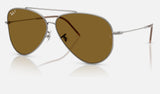 Ray-Ban Aviator Reverse RBR0101S — Gunmetal / Polarized Dark Brown — quarter view
