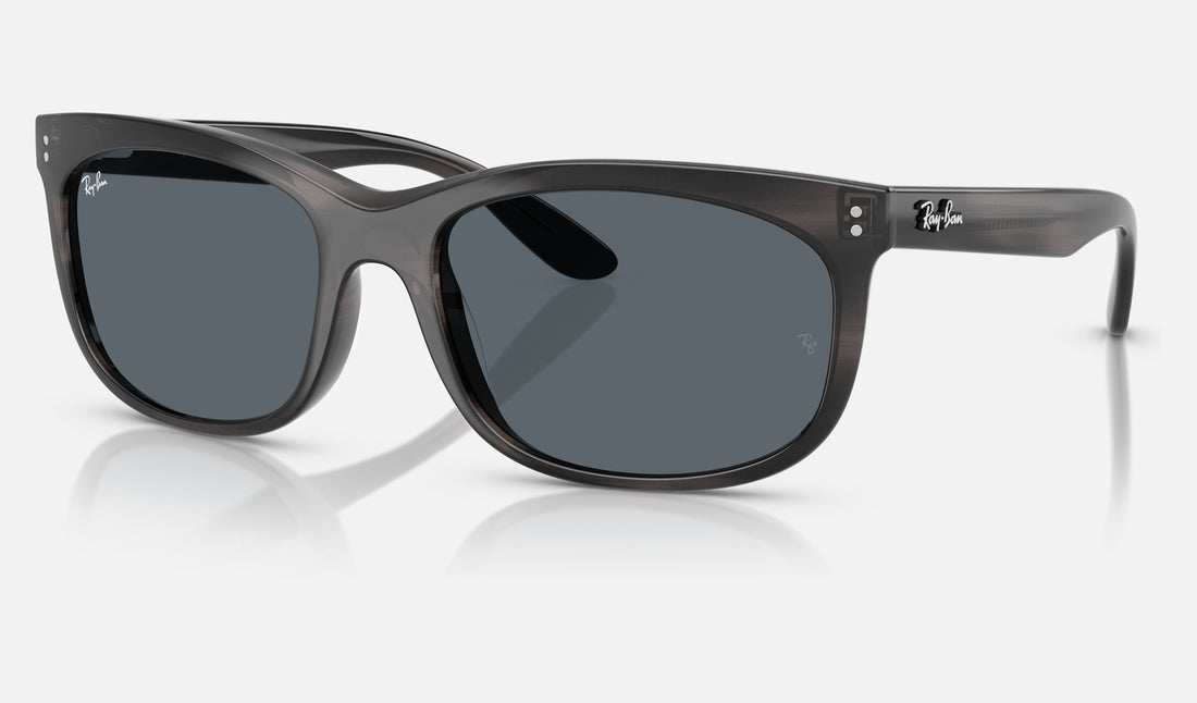 Ray-Ban Balorette RB2389F — Striped Gray / Blue — quarter view