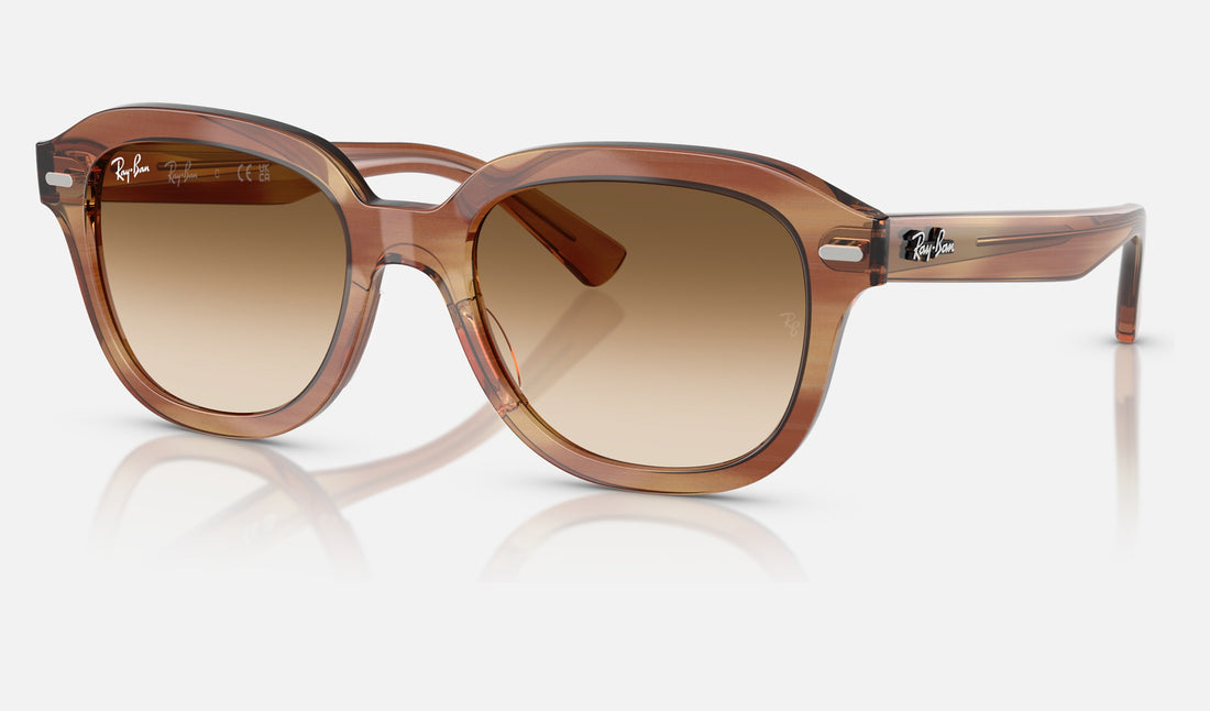 Ray-Ban Erik RB4398 — Striped Brown / Clear Gradient Brown — quarter view