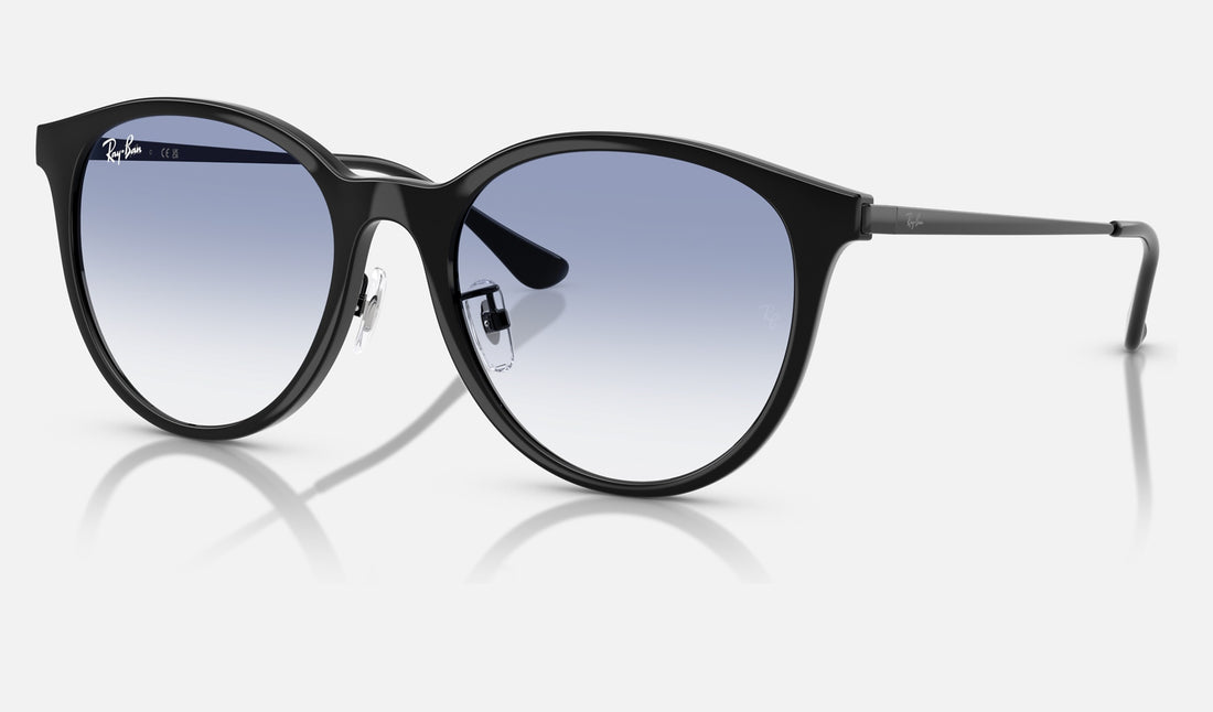 Ray-Ban RB4334D — Black / Clear Gradient Light Blue — quarter view