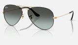 Ray-Ban Aviator RB3025 — Black on Arista / Blue Vintage Gradient Black — quarter view